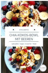 Chia-Kokos-Bowl mit Beeren und Nüssen #glutenfrei #laktosefrei #paleo #vegan by bowlsnbites.com