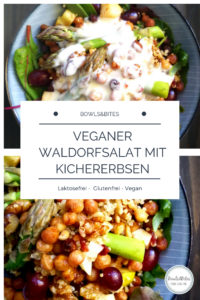 Veganer Waldorfsalat mit Kichererbsen, Walnüssen, Birne und Sellerie by bowlsnbites.com