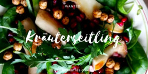 Kräuterseitling Salat mit Kichererbsen, Spinat und Granatapfel. Vegan, Vegetarisch, Laktosefrei, Glutenfrei, Eifrei, Sojafrei by bowlsnbites.com
